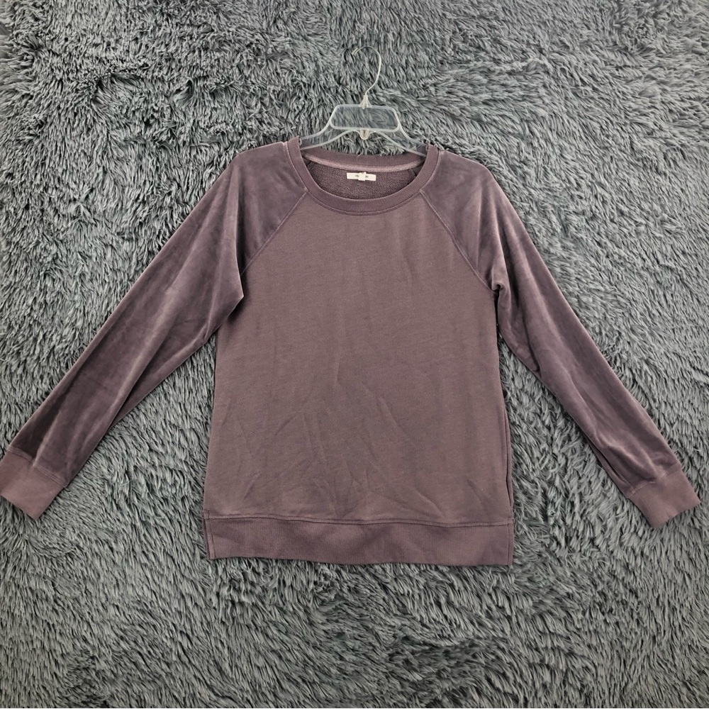 Maurices Sweatshirt Womens Medium Purple Soft Cozy Velour Sleeves Top